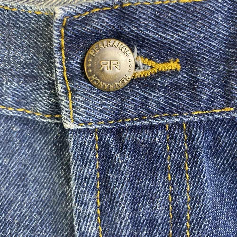 Real Ranch Jeans Men 35x32 Blue Denim  100% Cotton Straight Med Wash Workwear